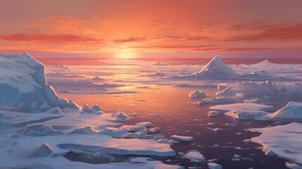 Photorealistic view of the Antarctic horizon Generative AI