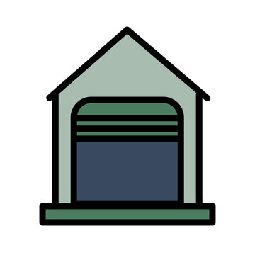 green garage icon with open door clip art preview