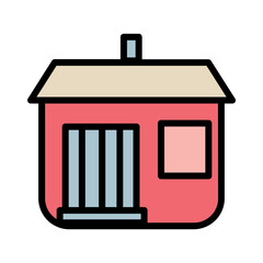 Cabin House Wooden Filled Outline Icon