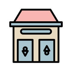 Restroom Sanitary Toilet Filled Outline Icon