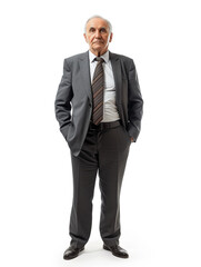 Confident Older Corporate Executive Standing in front of Isolated White Background