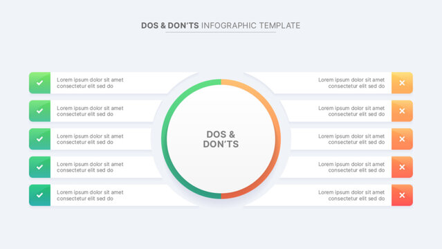 Circle Round Dos and Don'ts, Pros and Cons, VS, Versus Comparison Infographic Design Template