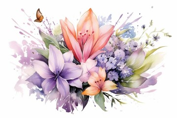 Obraz na płótnie Canvas A watercolor flower with an Easter-themed floral design. Generative AI
