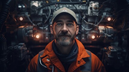 Portrait of an auto mechanic using a diagnostic scanner, checking vehicle systems, advanced technology in a workshop Generative AI