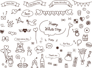 ホワイトデーのかわいい手書きイラストセット