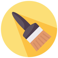 paint brush round flat vector icon