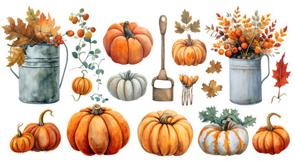 Vector Of Pumpkin With ETC, Isolated Background, 
