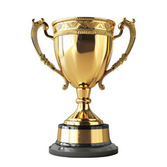 Fototapeta na wymiar Golden Trophy of Success and Achievement Isolated on Transparent or White Background, PNG