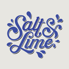 Margarita bar brand, salt and lime cursive lettering