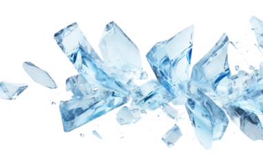 Broken Ice, Splinters Creating an Elegance in the Rugged Polar Landscape on White or PNG Transparent Background.