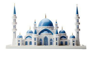 Fototapeta na wymiar Mosque Model, A Model Mirroring the Divine Beauty and Spiritual Resonance of a Mosque on White or PNG Transparent Background.