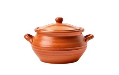 Clay Cooking Pot, A Cooking Vessel Infused with Artistic Flair, Transforming Cooking into a Creative Pursuit on White or PNG Transparent Background.