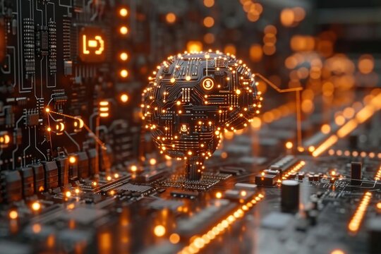 A conceptual image of a person's brain made of digital circuits and cryptocurrency symbols, representing the crypto mindset