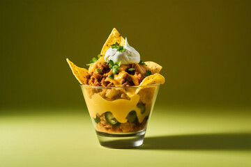 nacho in cup of garnish copy space concept generative AI