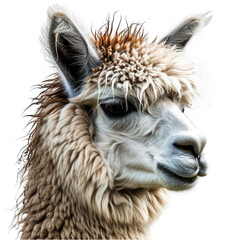 Alpaca on White Isolated on Transparent or White Background, PNG