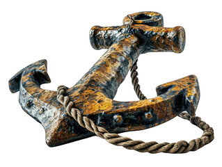 Anchor with Rope Stability Isolated on Transparent or White Background, PNG