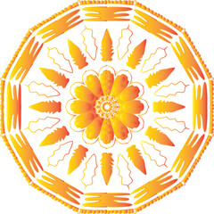 Circular flower mandala pattern for Henna, Mehndi and Decoration. Decorative ornament in ethnic oriental style. Outline doodle hand draw vector illustration.