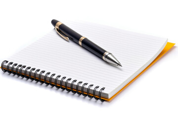 Top View of a White Background with a Notebook and Pen - Minimalist Style, Tailored for Business, Office Work, or the Serenity of Working from Home
