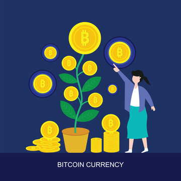 Futuristic digital tree with binary code and Digital Currency, Bitcoin or Crypto currency technology and Investment growth