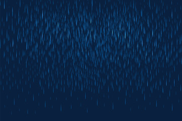 Rainfall water drops and cloudy sky. Falling rain drops, rainy weather dark blue background