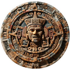 Aztec Calendar Isolated on Transparent or White Background, PNG