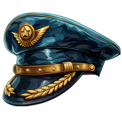 Cartoon Pilot Hat Aviation Isolated on Transparent or White Background, PNG