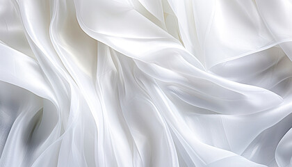 Smooth, Textured White Satin with Abstract Rippled Pattern