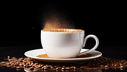 Hot Coffee Cup on Black Background