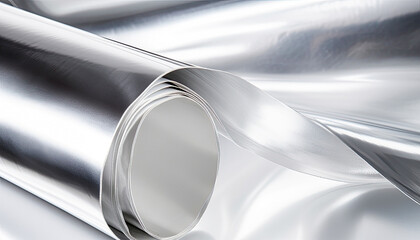 Shiny Silver Aluminum Foil paper roll Close-up