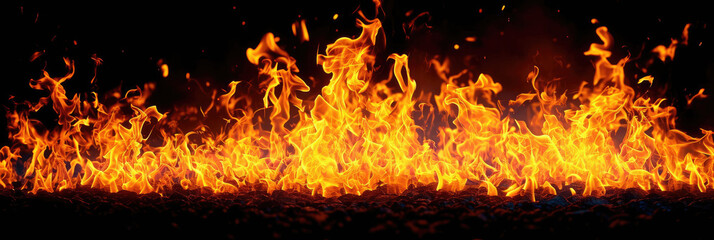 Texture of fire on black background, Flame, fire with smoke on dark background. black walls and smoke. Abstract dark glitter fire particles lights. fire in motion blur.