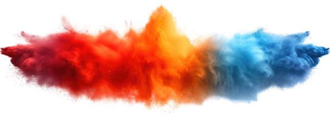 Holi color festival rainbow colours powder explosion isolated on white, transparent, PNG