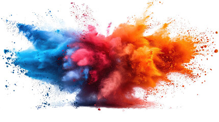 Holi color festival rainbow colours powder explosion isolated on white, transparent, PNG