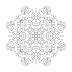 A seamless pattern of intricate mandala for Coloring book page