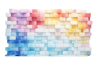 White Brick Drenched in Celestial Hues, Creating an Ethereal and Cosmic Horizon on White or PNG Transparent Background.