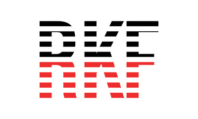 RKF three initial letter iconic line negative space minimal logo design vector template. monogram, abstract, wordmark, business, typography, minimalist, brand, company, flat, modern, unique, simple