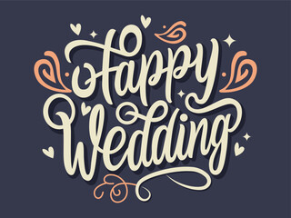Naklejka na ściany i meble happy wedding-vector typography
