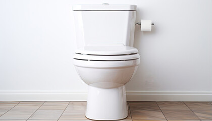 White Toilet Bowl in a Private Bathroom - obrazy, fototapety, plakaty