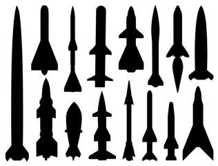 Military Missile silhouette vector art white background