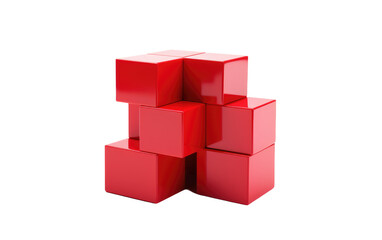 A Striking Red Cube, Evoking the Essence of Modern Cubist Aesthetics on White or PNG Transparent Background.