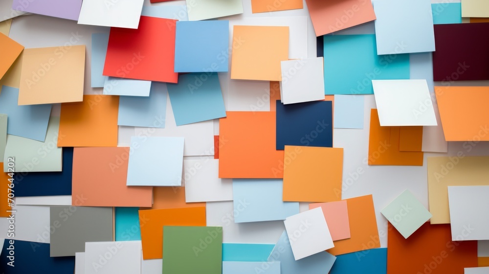 Leinwandbilder Array of multi-colored sticky notes Generative AI