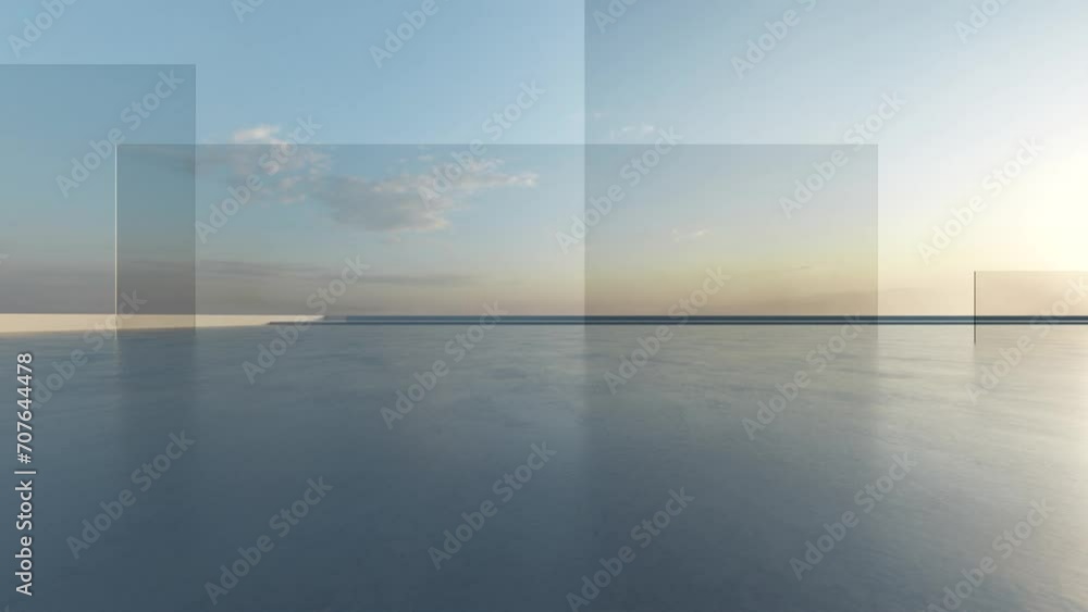Aufkleber 3d render of abstract futuristic architecture with empty concrete floor. Scene for car presentation.