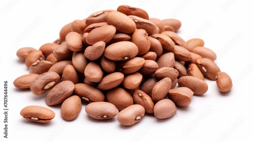 Poster Close-up realistic photo of a small mound of pinto beans on a white background Generative AI