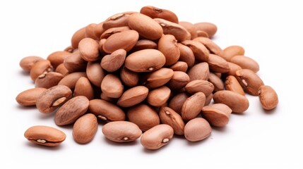 Close-up realistic photo of a small mound of pinto beans on a white background Generative AI - obrazy, fototapety, plakaty
