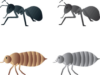 Cute cartoon insects.isolated illustration icons set.
