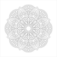 Geometric abstract simple mandala for Coloring book page