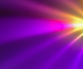 Fototapeta premium Iridescent sparkling glow. Led neon purple pink gold glowing. Refraction of rays through a prism