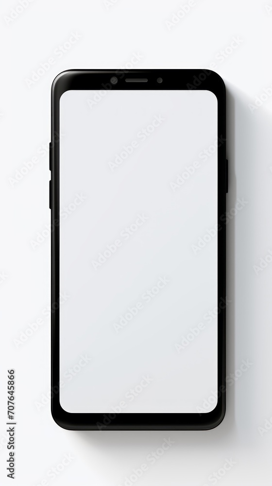 Poster stock image of a smartphone on a white background, modern and sleek design generative ai