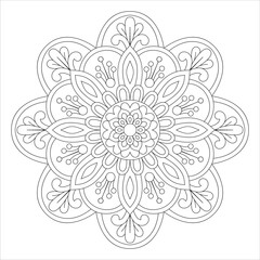 Hand drawn doodle mandala with ethnic mandala for Coloring book page