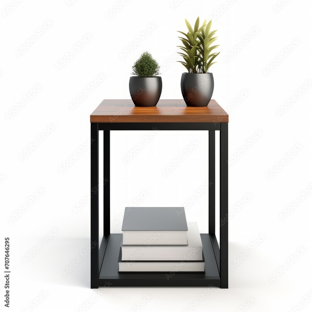 Poster stock image of an office side table on a white background, versatile, additional workspace or decor 