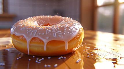 Realistic donut neutral colors warm lights highly